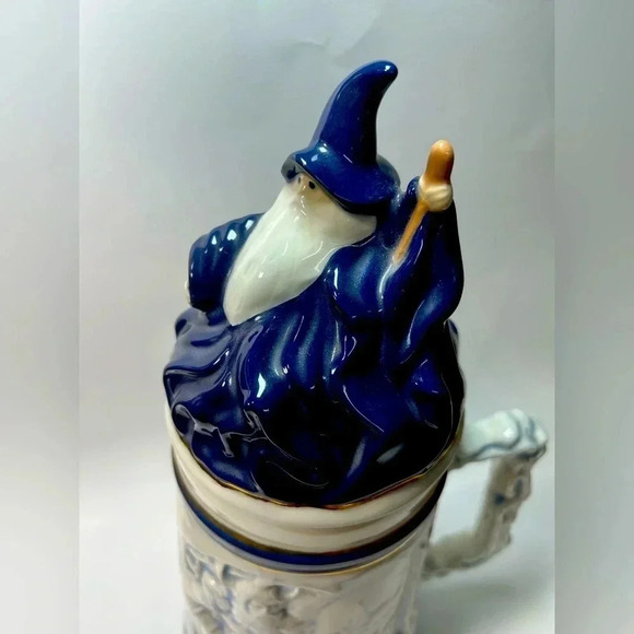 Epic Massive 14”h Viking, Dragon, Bone Handled Ceramic Stein w/ Wizard Lid 🤯👌 - Picture 9 of 15